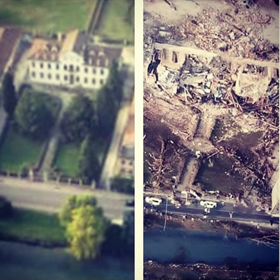 Villa Fini a Dolo prima e dopo il tornado